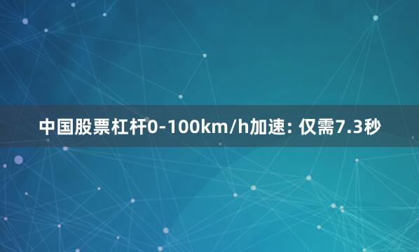 中国股票杠杆0-100km/h加速: 仅需7.3秒